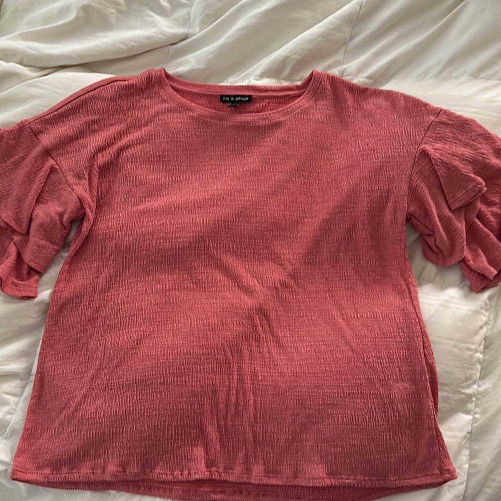 Cable & Gauge Ruffle Sleeve Blouse Large